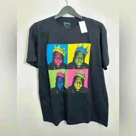 The Notorious B.I.G. Graphic T-Shirt Pop Art Crown Black Tee Size L NWOT - Picture 1 of 4
